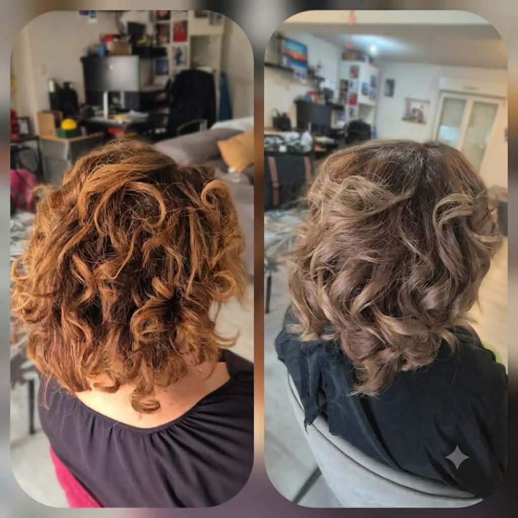 Avant / après : coupe courte et coiffage sur cheveux bouclés — S-MH'air