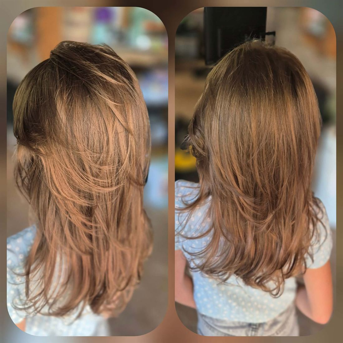 Avant / après : coupe dégradée sur cheveux longs d'une petite fille — S-MH'air