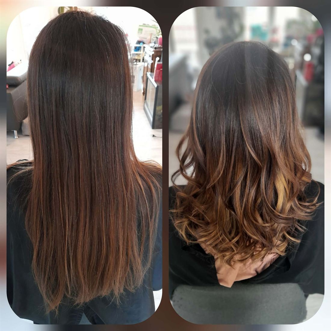 Avant / après : ombré hair et coupe sur cheveux longs bruns — S-MH'air